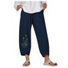Women's summer casual loose cotton and linen embroidered wide-leg pants