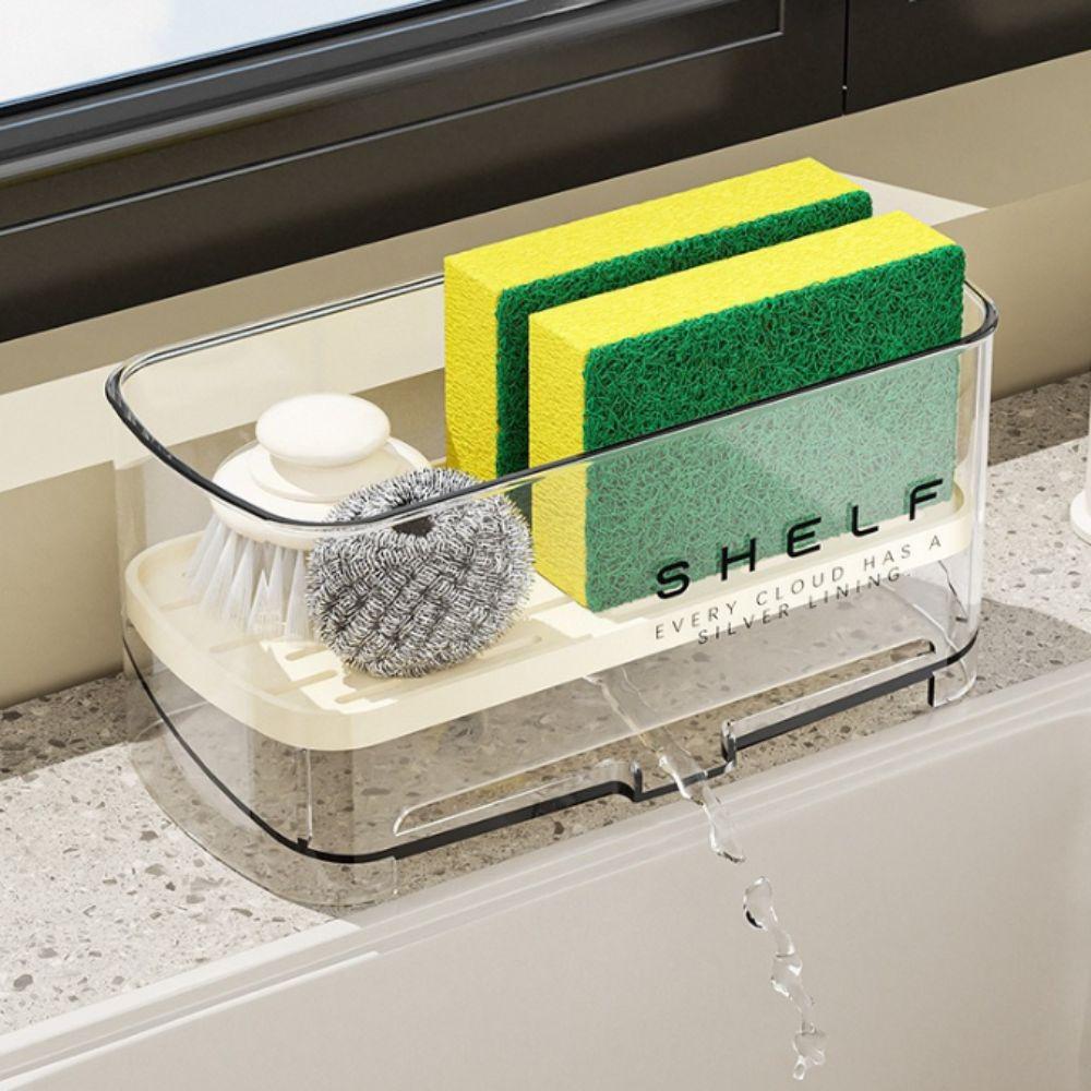 Transparent Kitchen Sink Rag Rack with Drain Plate Sponge Drain Rack  Kitchen Supplies