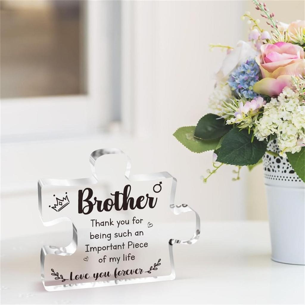 Akrylblockpusselplaketter - Fina present till bror från syster - Tacksägelse Nyår Födelsedagspresenter till bror