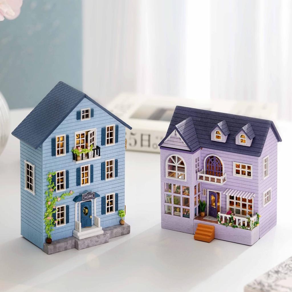 CUTEROOM Wooden Dollhouse Kit DIY Miniature House for Kids Toy for Girls and Boys Comes with Furniture - - - (D031)