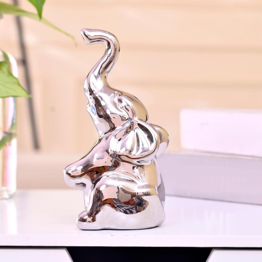 Graceful High-Trunk Elephant Figurine | A Symbol of Luck & Prosperity | Perfect for Elegant Home Décor – Pack of 1