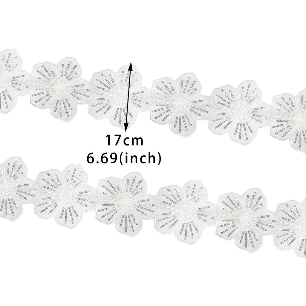 Shiny Bead Tube Big Flower Organza Embroidery Cloth Sticker Diy Handmade Clothing Wedding Dress Hair Accessories Lace Lace Accessories