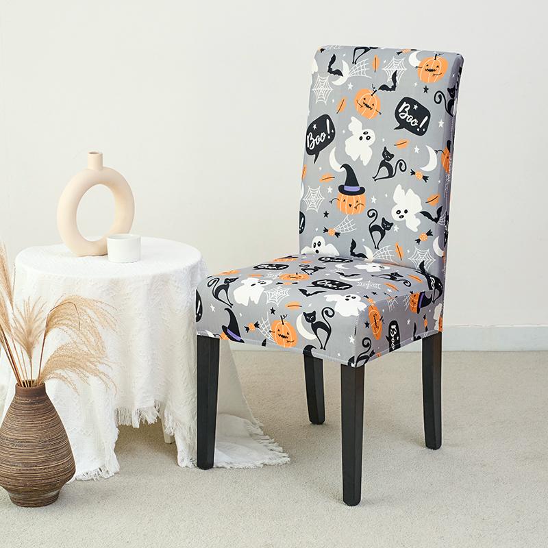 1 Stück Halloween Kürbis Stuhlhussen Stretch Elastische Esszimmerstuhl Überwürfe Sitzbezug Schmutzabweisend Waschbar für Party Hotel Küche