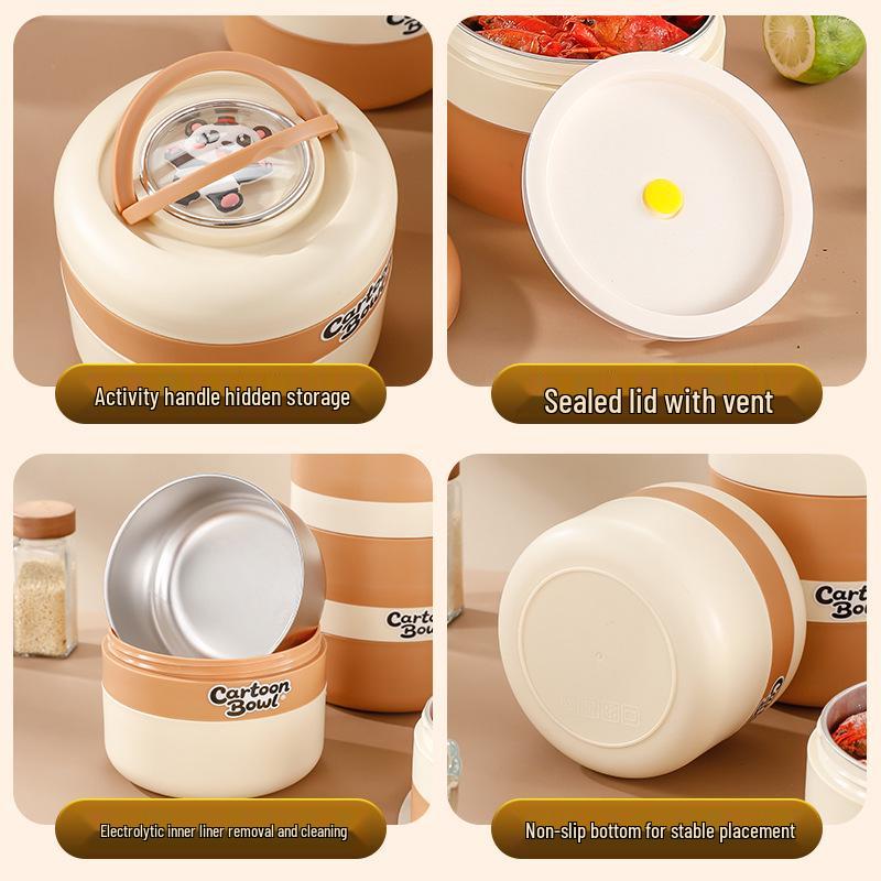 Läckagesäker Bento-låda i rostfritt stål med silikontätande lock för kontorsarbetare