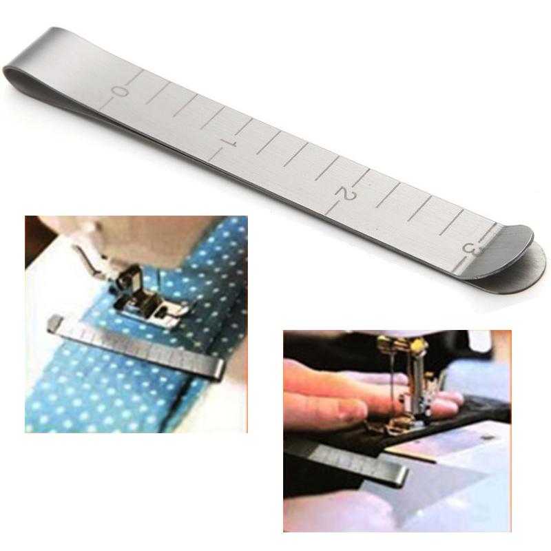 Stainless Steel Hemming Clips Metal Sewing Crimping Clip Cloth Measurement Ruler Sewing Stitching Quilting Ruler Tools