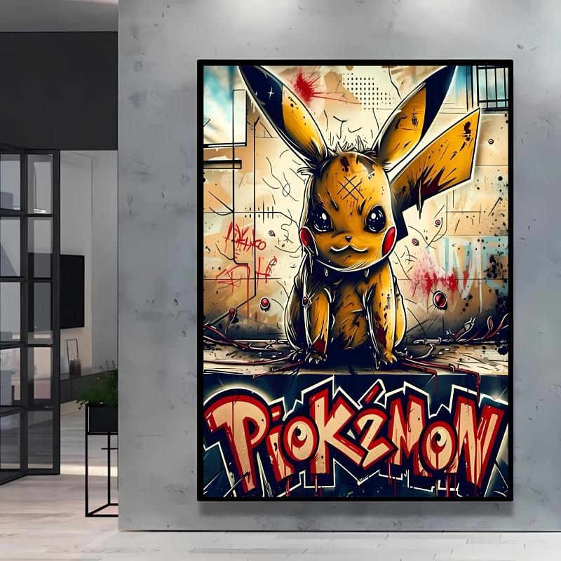 Canvas Poster Pokemon Pikachu Cartoon Picture Lasting Colors Children Gifts Classic Home Living Room Walls Decorative Painting