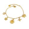 Waterproof Non Tarnished 18K PVD Gold Stainless Steel Stacked Flower Multi-layer Heart-shaped butterfly Bracelet