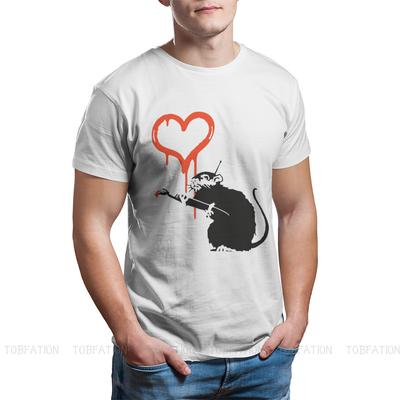 Love Rat Essential Banksy Graffiti Wall Art Tshirt Graphic Punk T Shirt Tops Homme Pure Cotton Ofertas Tees