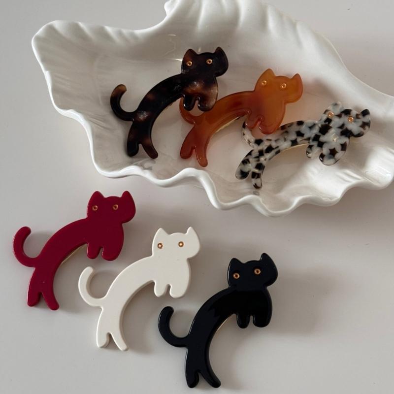 Pack Of 2 Lovely Cats Shape Hair Clip Acetate Acid Hair Barrettes Hair Styling Accessories For Women Girl Daily Wear