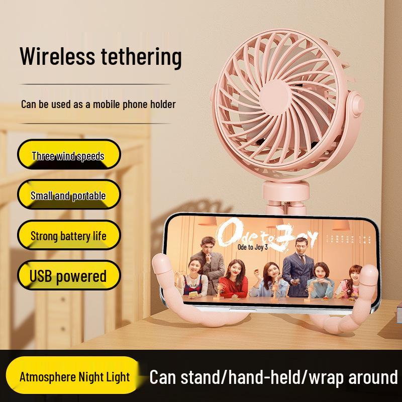 USB Rechargeable Portable Octopus Fan for Students, Dorms, Desktops, Outdoor Camping, Travel, and Strollers