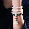 Bodhi Root Bracelet with White Jade Bodhi Seeds108Buddhist Beads for Reciting Sutras, Carved Fortune Bag Necklace, Barrel Beads, Prayer Beads for Men