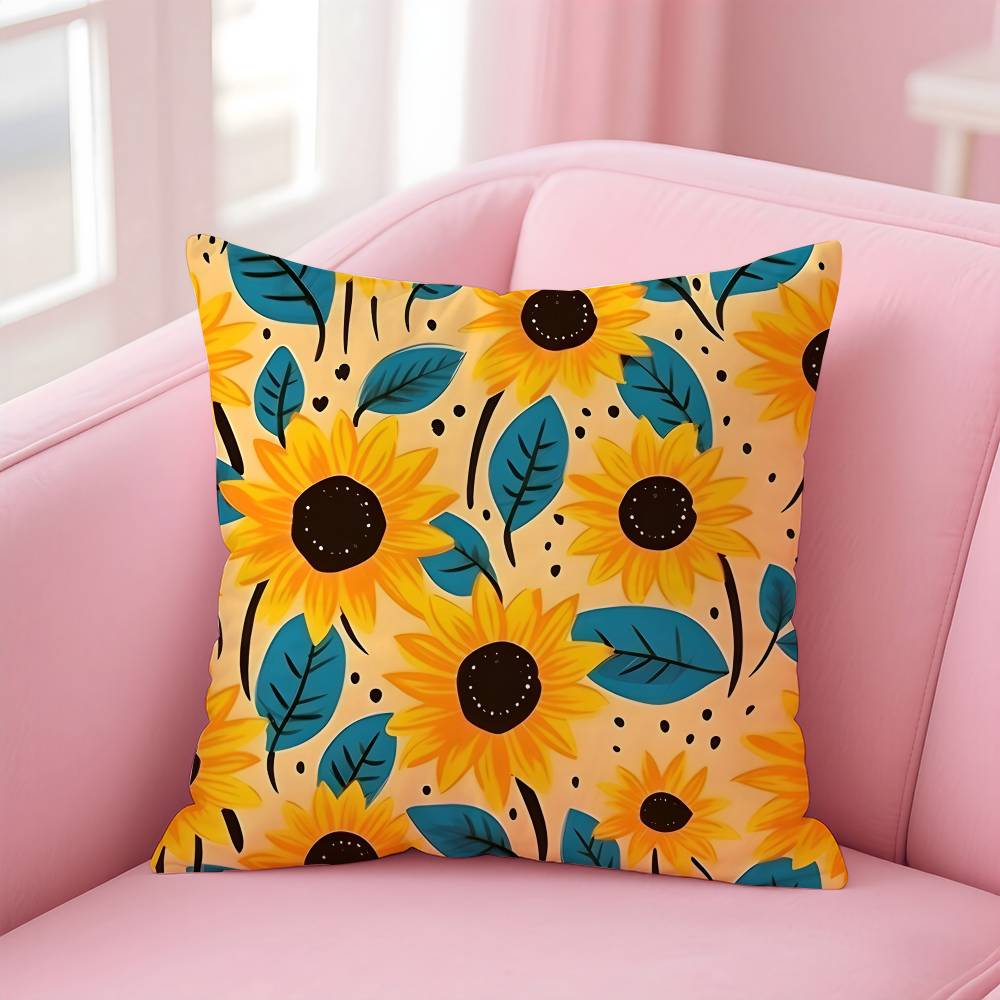 Sunflower Aesthetic Pillow Case Pattern Printing Pillowcase Living Room Sofa Cushion Cover Bedroom Room Decor