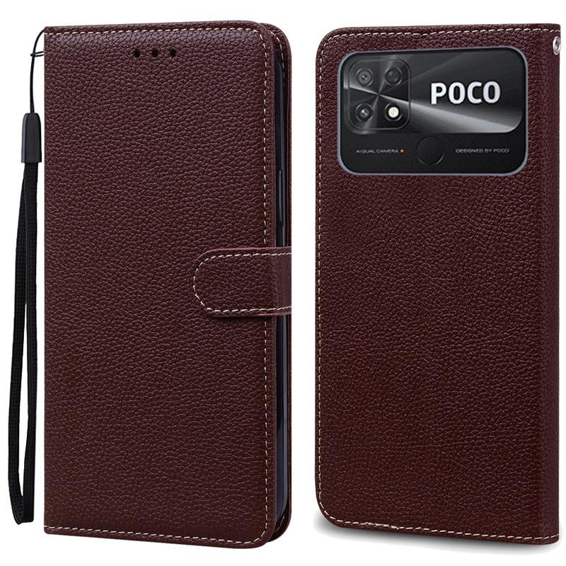 

Чохол POCO C40 Шкіряний Гаманець Чохол-книжка Для Чохол POCO C40 Xiaomi POCO C40 C 40 PocoC40 Чохол для телефону Coque Fundas Etui Shell For POCO C40 кавовий