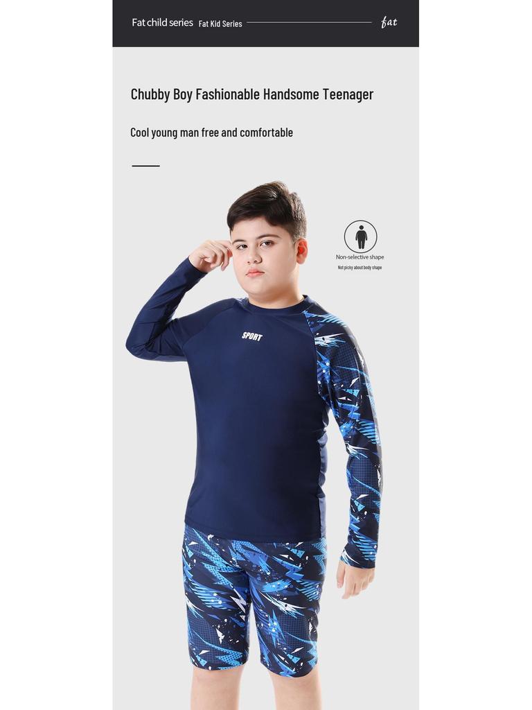 Boys' Two-Piece Swimsuit Set - 2025 Sun Protection Swimwear for Big Kids