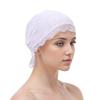 Fashion Elegant Turban Hat Solid Color Breathable Hijab Cap Tie Straps Elastic Beanie Bonnet Female Head Covering