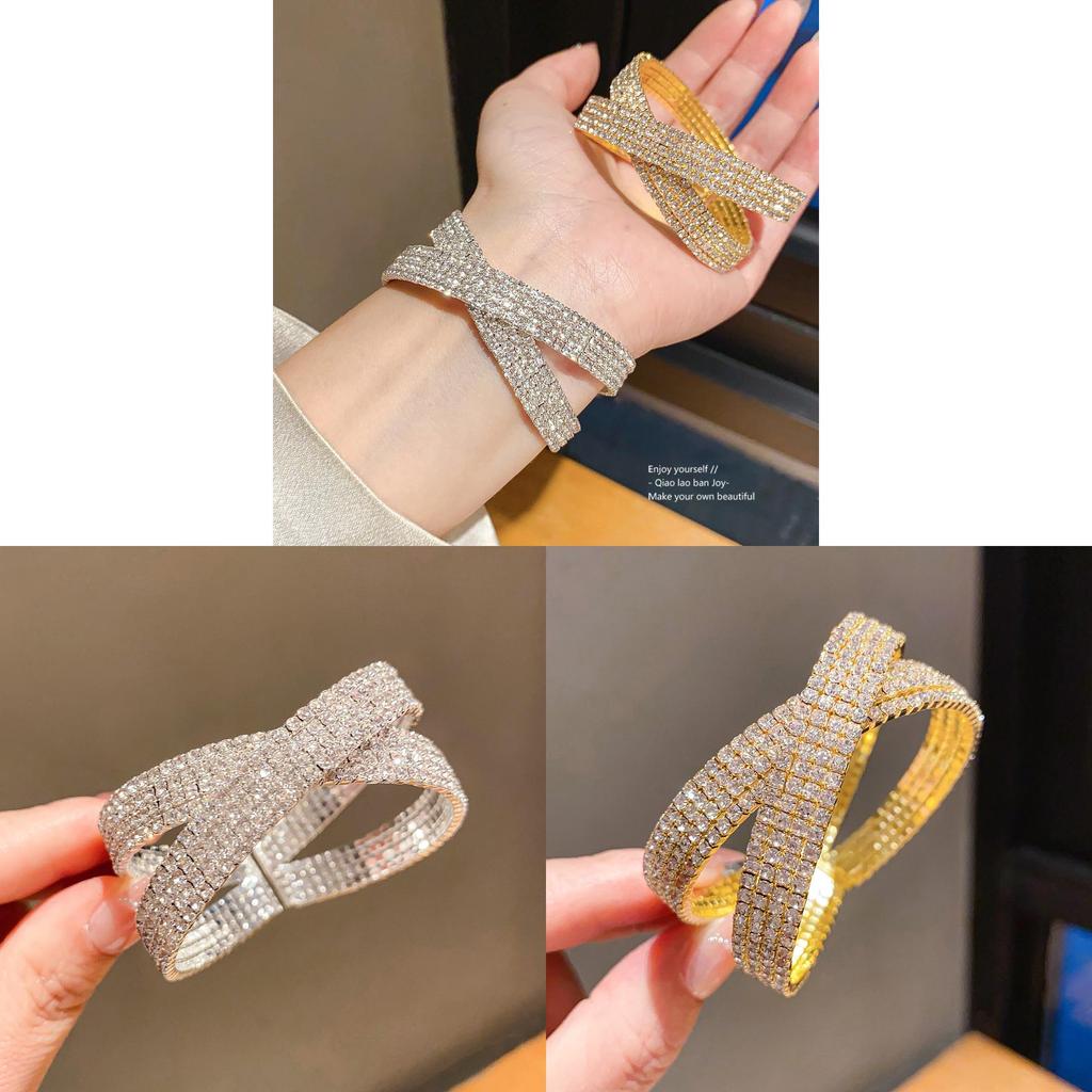 Modern Geometric Metal Bracelets With Sparkling Embellishments For Daily Wear