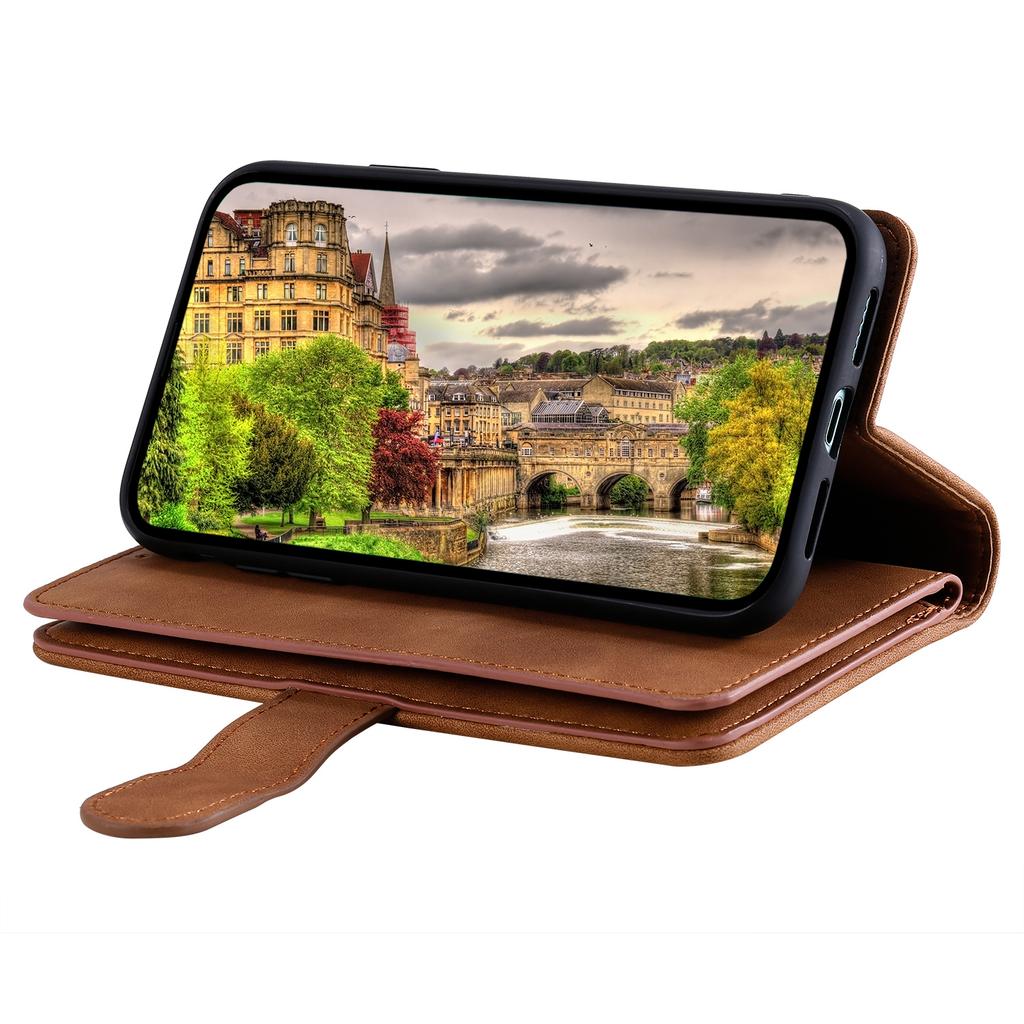 For Samsung Galaxy S25 Edge Case PU Leather Phone Cover with Zipper Wallet 9 Card Slots