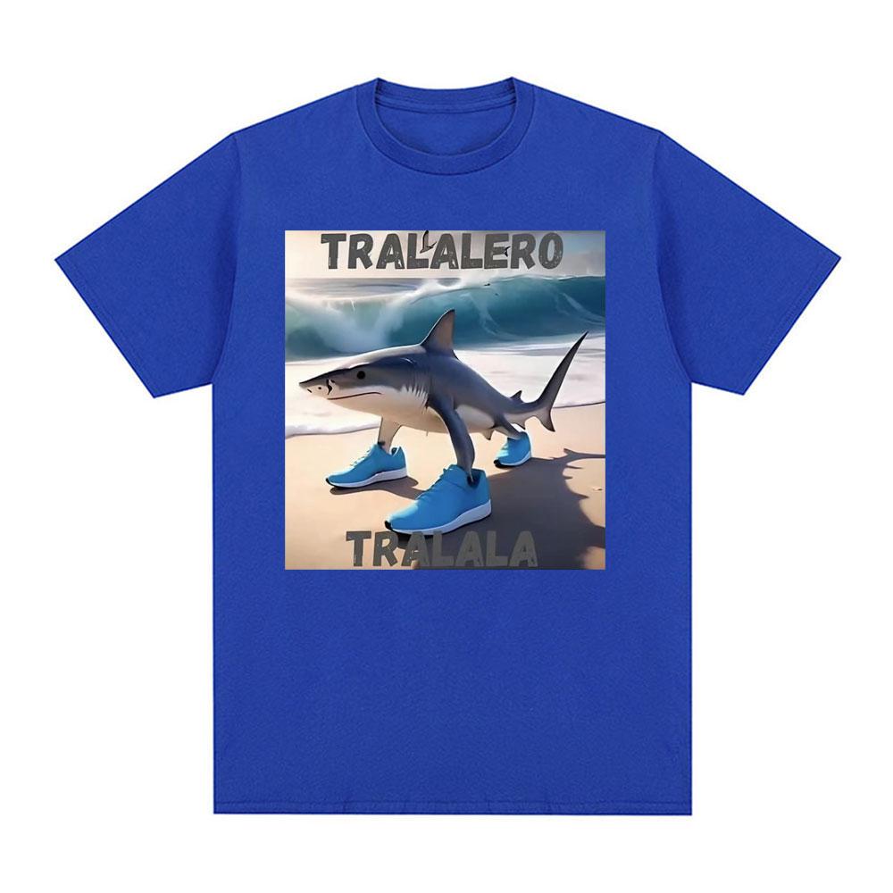 Funny Tralalero Tralala Running Shark Meme Tshirts Unisex Retro Hip Hop Oversized Tshirt Unisex Casual Cotton ONeck T Shirt Tops