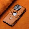 Luxe Lederen Magnetische Ringhouder Case Voor iPhone 16 Pro Max 15 14 Plus 13 12 Voor Magsafe Hol Logo Beugel Zakelijke Cover