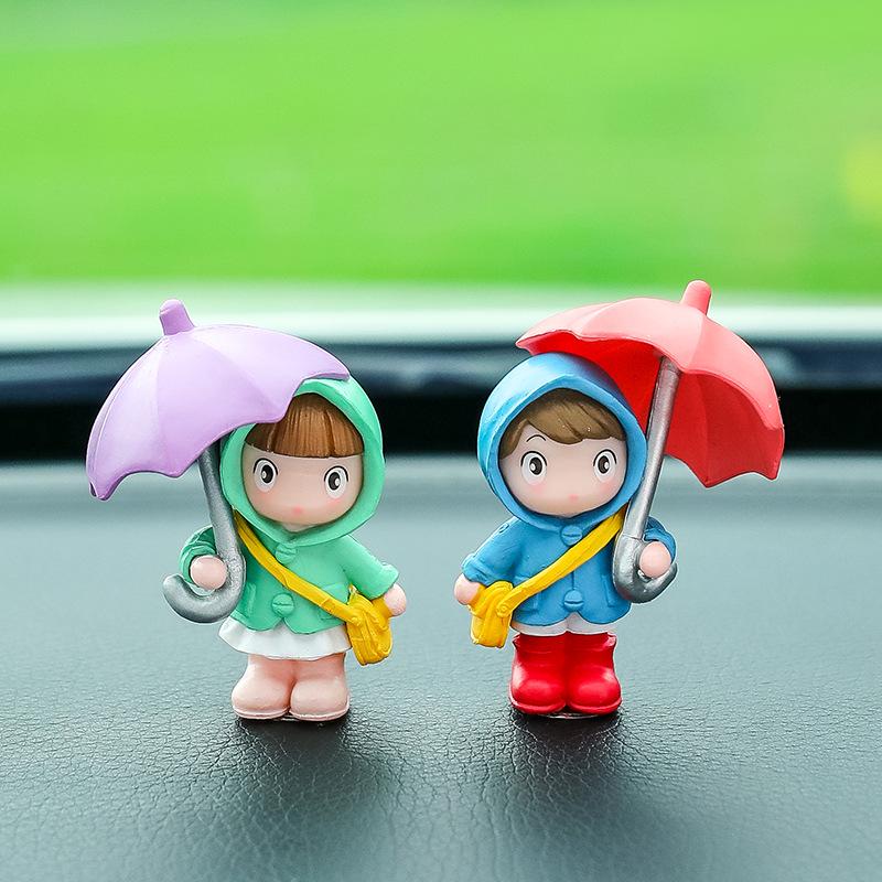 Creative Cartoon Girl Umbrella Car Ornament - Cute Interior Decoration Gift