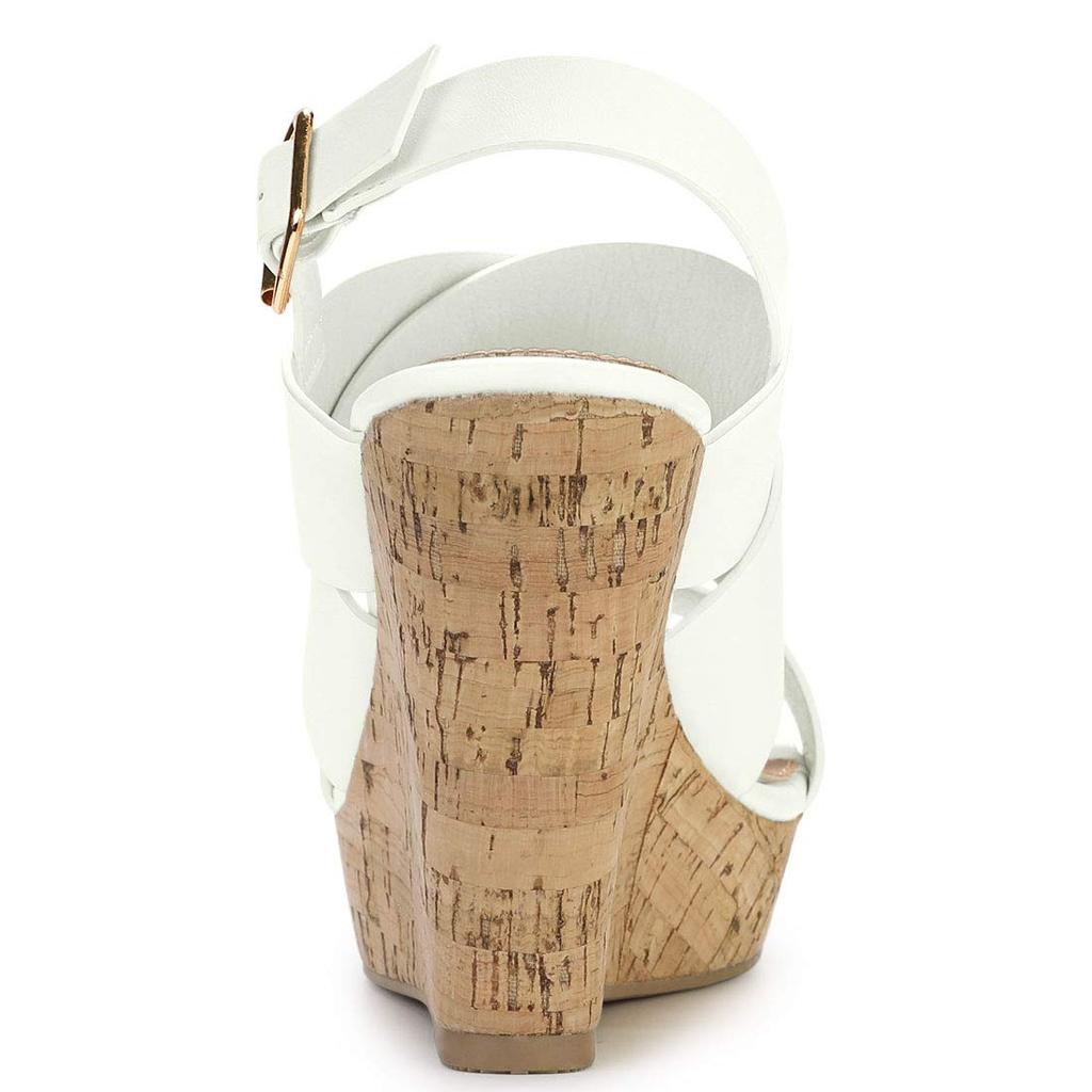 Allegra K Women's Wedge Sandals with Back Strap, Platform, and Ankle Strap, White, Size 27.0cm