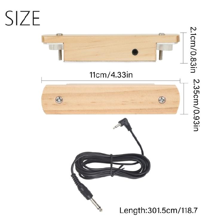 Guitar Bass Pickup Amplifier, Guitar Soundhole Wood Pickups with 6.35mm Jacks