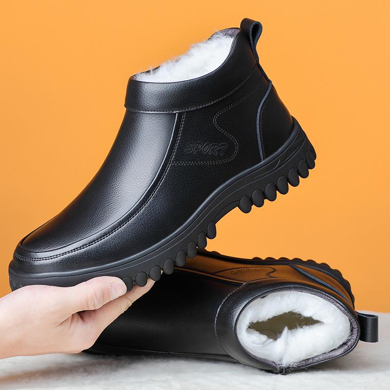 

Winter leather wool warm men s cotton shoes high-top velvet leather shoes middle-aged and elderly father 4546 plus size men s shoes 38