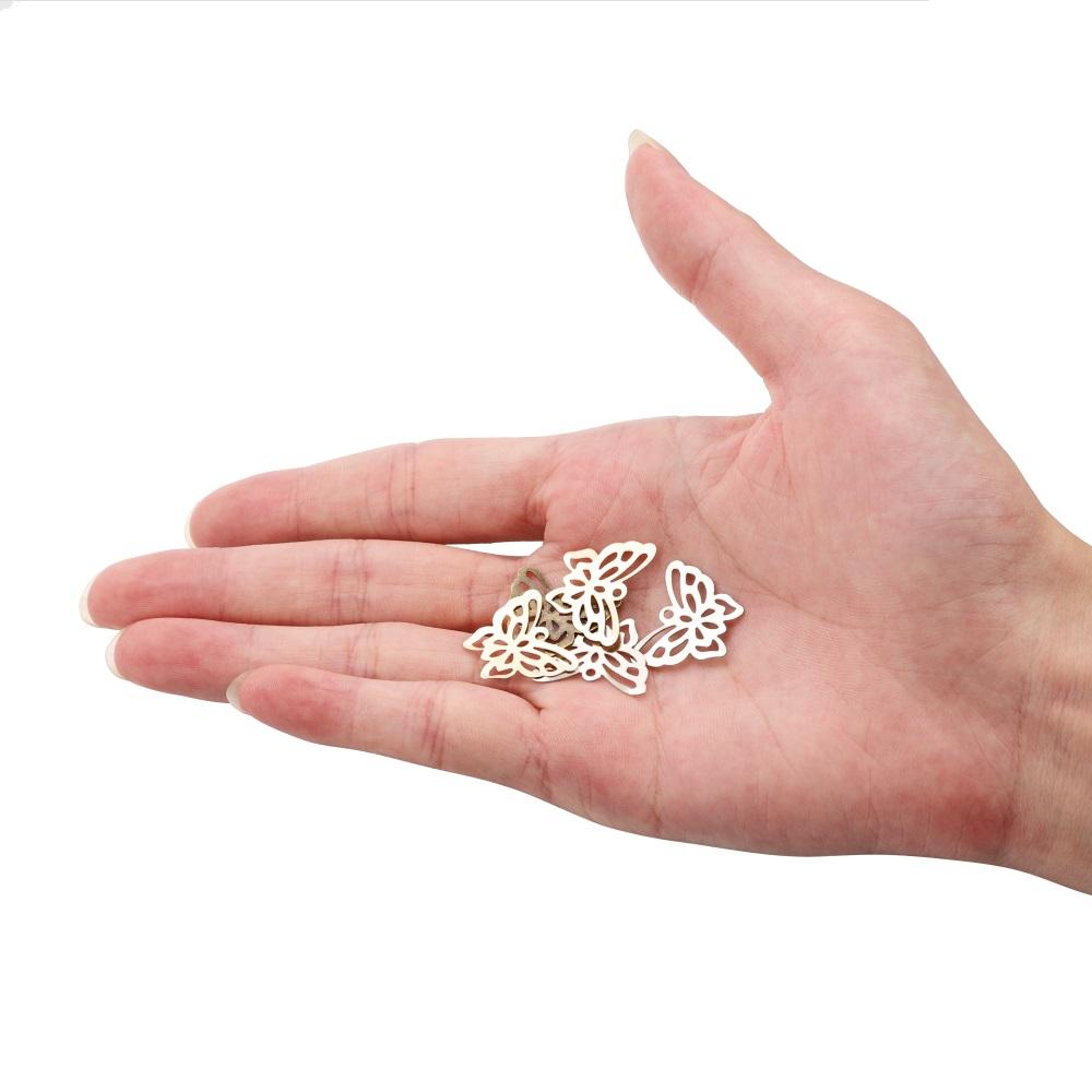 100Pcs/Lot Butterfly Small Charms Necklace Filigree Wraps Pendants Earring Connectors For DIY Jewelry Making Accessories