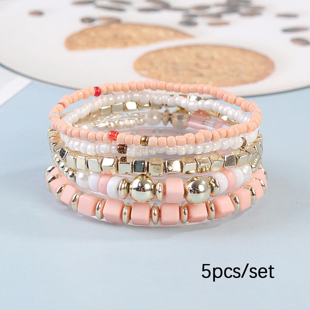 

JYL TS Bracelet New Chinese Rice Bead 5-Piece Enhances Elegance & Serenity warm color російський зелений колір