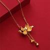 Elegant Gold-Plated Copper Lotus Necklace with Dual Lotus Seed Pendant for Women