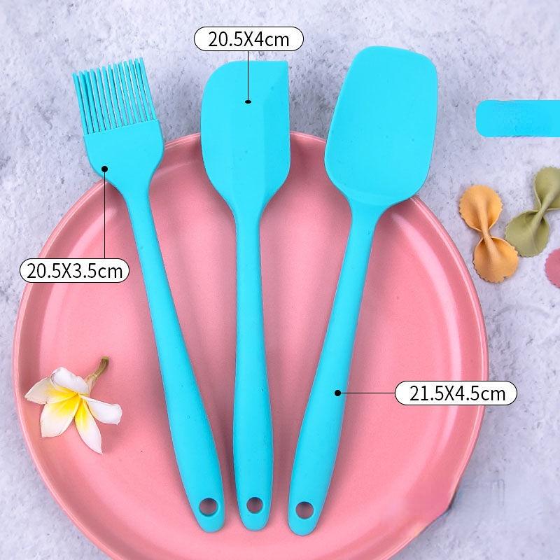 3Pcs Scraper Set One-piece Butter Cream Silicone Spatula Oil Brush High-temperature Resistant Baking Set Tool Kit