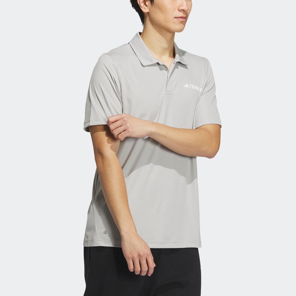 Adidas Logo Polo Shirt Quick-Dry Outdoor Sports Short Sleeve Men Tops Metallic-Grey IC4415