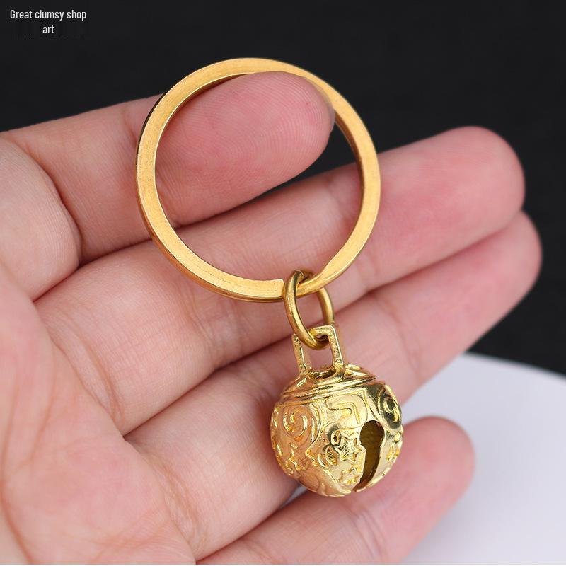 Pure Copper Small Bell Pendant - Creative Pet Accessory, Key Chain, or Bag Charm