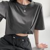Harajuku Einfache einfarbig Crop Top Frauen Casual Kurzarm T shirt Sommer sexy lose junges mädchen kurze T-shirt tops koreanische kleidung