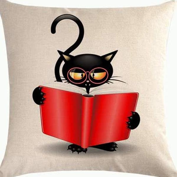 Kitten Gift Pillowcase Cute Pet Printed Linen Pillow Cushion Cover Bedside Living Room