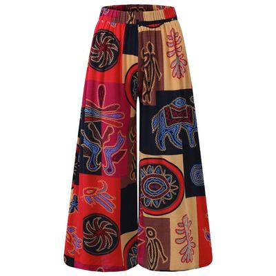 Pantalon imprimé floral pour femme Pantalon de détente taille haute Pantalon long de yoga