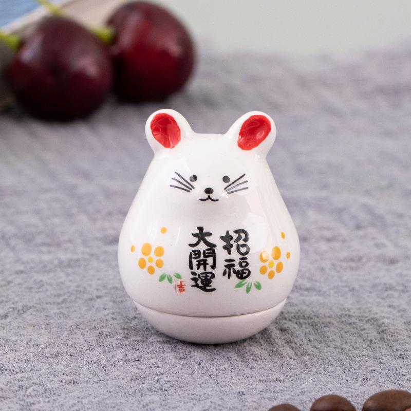 Ceramic Maneki Neko Home Decor Lucky Cat Tumbler Feng Shui Ceramic Fortune Cat Statue Room Decor Accessories Office Decoration