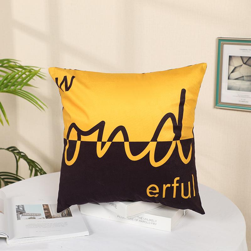 Nordic Sofa Pillow Case Peach Skin Short Plush Geometric Simple Cartoon Pillow Case Bay Window Cushion Soft