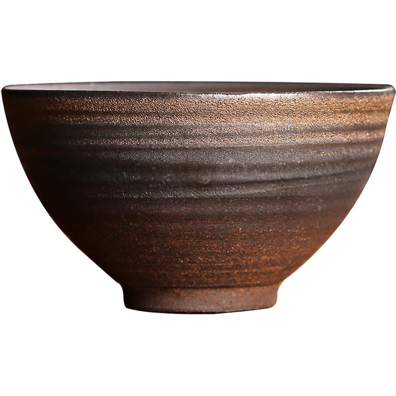 Vintage Handmade Coarse Pottery Gongfu Tea Cup Ceramic Master Bowl Retro Single Serving Chai Kiln Tea Bowl for Tea Lovers