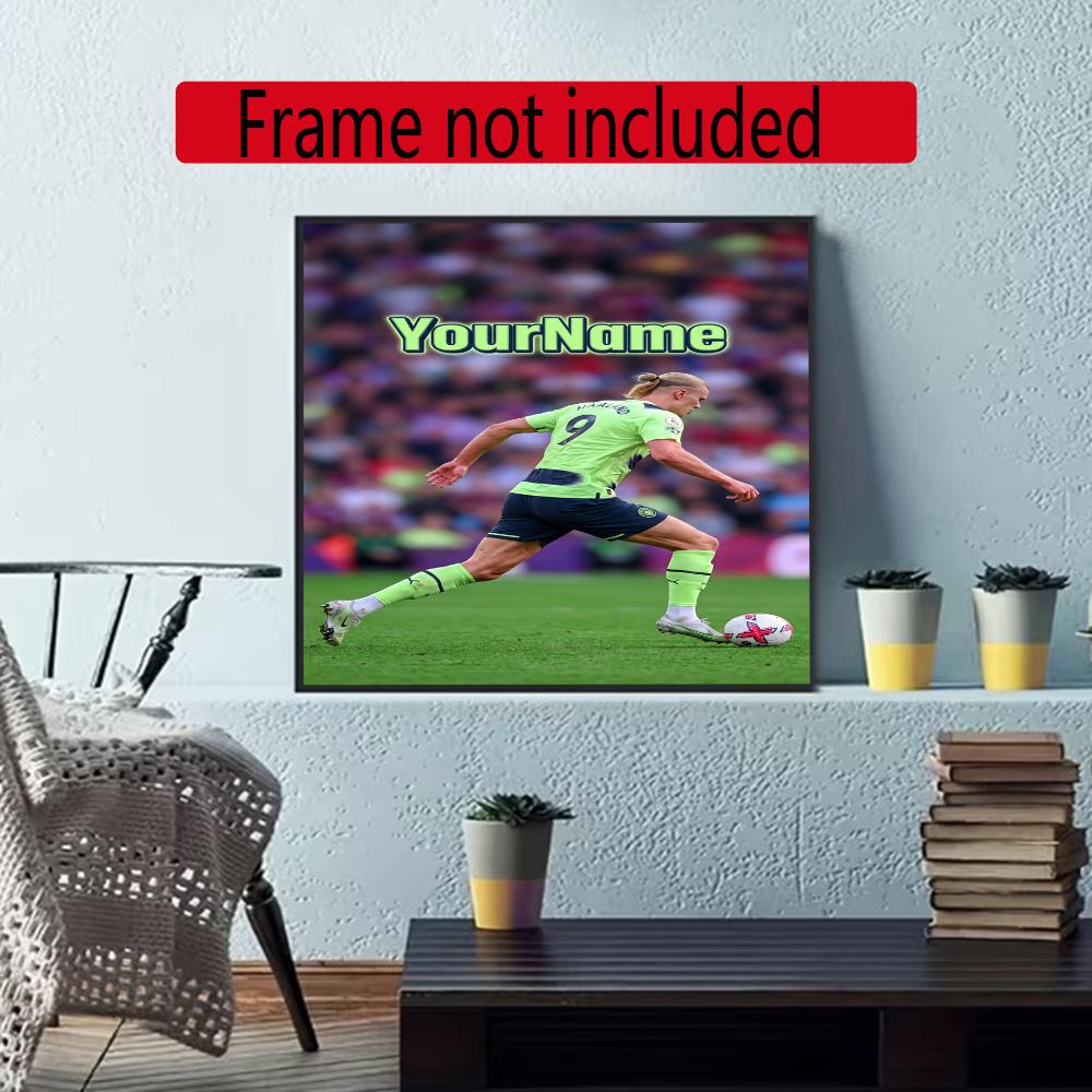 Haaland Customize Your Name Diamond Painting Round Diamond Diy Frameless Holiday Artwork Suitable For Home Office Wall Decoration