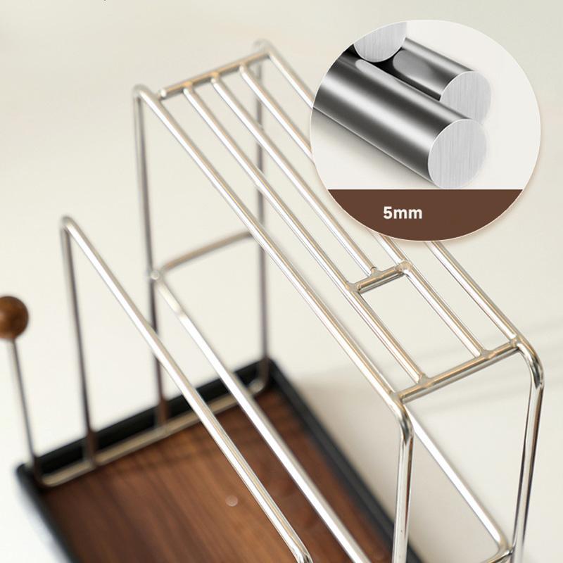 Stainless Steel Knife Holder Multi Function Kitchen Organizer for Knives and Cutting Boards Countertop Storage Rack with Utensil Storage Space