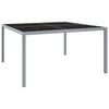Exclusive House - Garden Table 130x130x72 Cm Steel Grey and Glass
