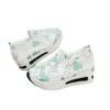 Fashion Women's wedge sneakers, comfortable white shoes, floral embroidered mesh, slip-on, size 42