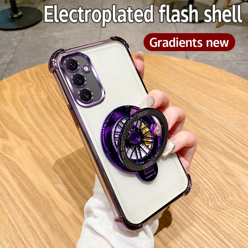 Shockproof Rotate Gyro Holder Magnetic Case on for Motorola Moto G24 G14 G34 G84 G54 G04 G53 E14 G52 G82 G10 Bracket Clear Cover