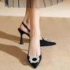 Black Pointed High-heeled Single Shoes Rhinestone Bag Head Sandals Women's Summer 2025 New Stiletto with Skirt Women's Sandals