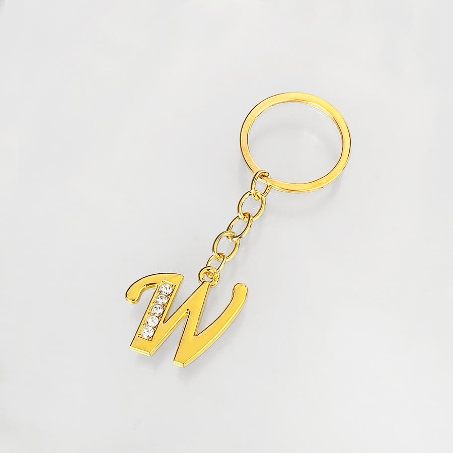 Creative Rhinestone Initials Metal Keychain – Korean Style Car Keyring Party Gift.