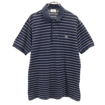 Made In Japan Border Pattern Short Sleeve Polo Shirt 4 Navy Fawn Men's Used