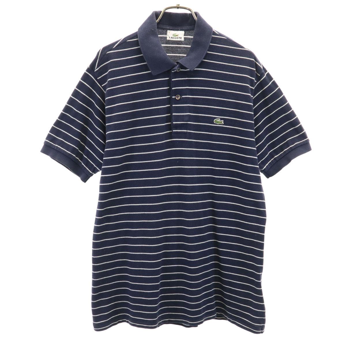 

LACOSTE made in Japan Border Pattern Short sleeve Polo shirt 4 Navy Fawn Men s Used