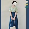 Chinese Tang Dynasty Style Hanfu, Flat Collar Top And One Piece Skirt, Wide Leg Pants, Temperament, Fashionable Suit For Women