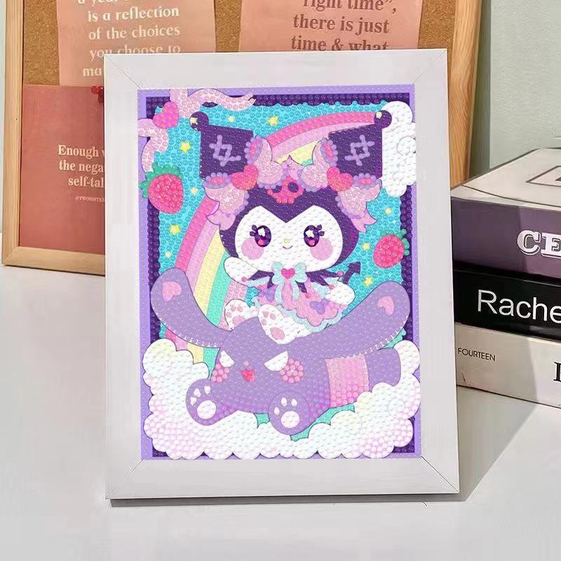 Kuromi Cartoon Diamond Painting Kit: Peace & Joy DIY Gift for Students and Kids.